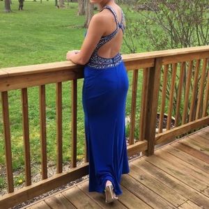 Blue prom dress with sequins